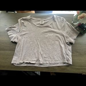 Gray/Pink PINK Cropped Tee